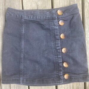 Free People Black Denim Button Skirt